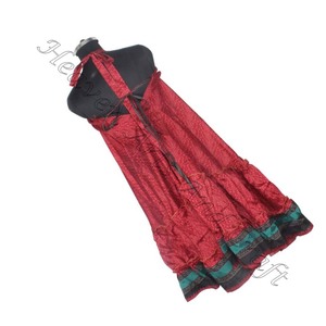 Ropa Bohemia para mujer, vestido mágico Sari de seda Vintage, ropa de mujer, mono de seda Sari, vestido de cena elegante para mujer, sin mangas - Product Image 4