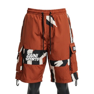 <b>Men</b> Windbreaker <b>Shorts</b> <b>Lightweight</b> Polyester Fabric Contrast Panel <b>Cargo</b> Style Heat Transfer Logo Custom <b>men's</b> <b>shorts</b> Quick Dry - Product Image 1