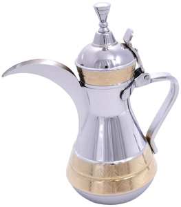 Cafetera Dallah de latón hecha a mano de alta calidad con grabado de níquel y acabado pulido para vajilla cafetera árabe - Product Image 3