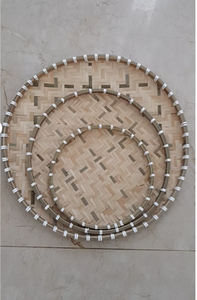 Plateau en bambou tissé, plat de service pour collations, panier à récolter, décoration murale, chargeur, 100% naturel, fait à la main, plateau en bambou tissé - Product Image 3