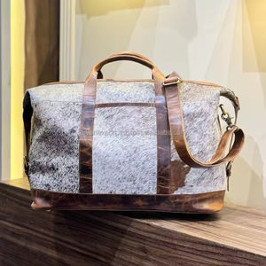 New Handmade 100% Natural Hair on Cowhide <b>Duffle</b> <b>Bags</b> Stylish Genuine <b>Leather</b> Perfect Travel <b>Bag</b> Western Luggage <b>Bags</b> for Unisex - Product Image 2