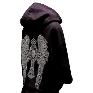 Hommes 100% Coton Solide Surdimensionné Strass Hoodies En Gros Disponible Stock Meilleur Prix Vêtements D'hiver - Product Image 2