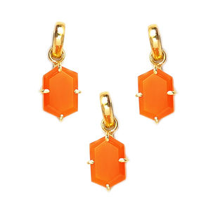 Colgante hexagonal de piedras preciosas 12x8mm Forma hexagonal Corte facetado Oro de 18 quilates Vermeil 925 Juego de puntas Colgantes de plata - Product Image 3