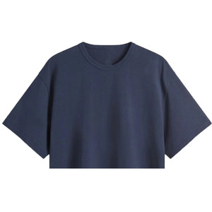 T-shirt décontracté à manches courtes pour homme grande taille, 100 % coton biologique respirant et écologique, bleu, coupe oversize, broderie frontale, vierge - Product Image 4