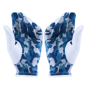 ถุงมือกอล์ฟหนังแกะสำหรับผู้หญิงสีขาวและสีฟ้าระบายอากาศได้ดีดีไซน์กันลื่นสำหรับมือขวา