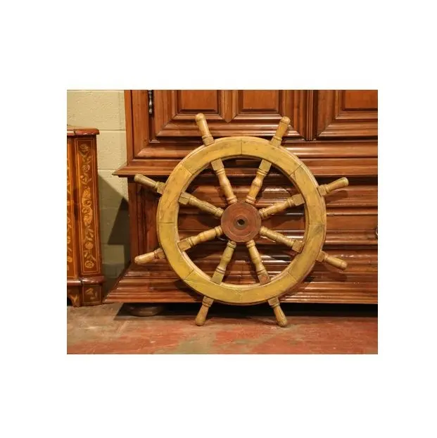 Roda kapal kayu trendi untuk seni dinding buatan tangan alami dipoles roda kapal dekorasi terbaik untuk dekorasi rumah Hotel