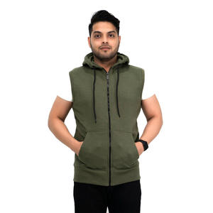 Sudadera con capucha y cremallera sin mangas personalizada para hombre, chaleco deportivo para gimnasio, camiseta sin mangas con capucha, ropa deportiva informal, sudaderas con capucha de entrenamiento al por mayor - Product Image 2