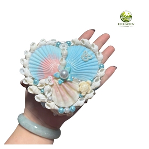 Boîte de rangement pour bijoux en coquillages naturels écologiques, organisateur décoratif en coquillages, conteneur artisanal avec perle et papillon, décoration pour la maison - Product Image 6