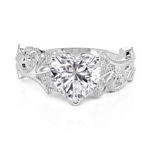 Jeulia Diamond Heart Leaf Engagement Ring Rose Gold Plated Sterling Silver - Product Image 3