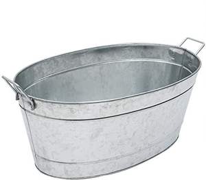 Vintage inspired galvanized planter tub for rustic themed outdoor parties farmhouse weddings and beautiful <b>patios</b> - Product Image 1