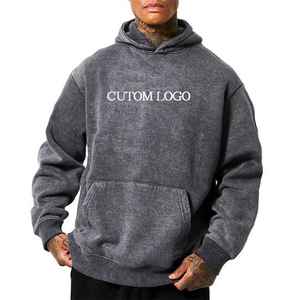 Sweat à capuche surdimensionné en éponge française 420 GSM 100% coton délavé à l'acide Style vintage unisexe Logo personnalisé hommes femmes à capuche - Product Image 1