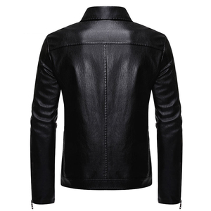 Veste en cuir d'hiver noire pour hommes élégante toutes les tailles avec Logo personnalisé et veste en cuir avec fermeture éclair - Product Image 4