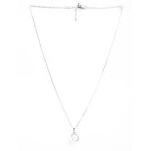 Pendentif en argent Zola tendance avec perle d'eau douce véritable, chaîne, diamant taille coussin, plaqué rhodium, motif lune, papillon, fleur pour fiançailles - Product Image 4