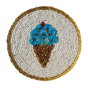 Posavasos de té de piña con cuentas ecológico hecho a mano en amarillo verde 10mm de espesor accesorio de mesa decorativo para toque Tropical - Product Image 2