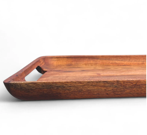 Plateau de service en bois écologique de couleur personnalisée, poignées polies, forme rectangulaire, pour un usage moderne et luxueux lors de mariages - Product Image 3