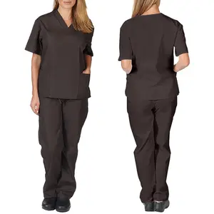 Tute mediche uniforme da infermiera scollo a V per infermieristica uniforme salone Spa Pet toelettatura istituzione abiti da lavoro manica corta top pantaloni