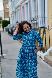 Robe bohème Varuni, tissage à la main, ikat, pur coton, décontractée, occasionnelle, robe d'été, vacances, mode éthique artisanale - Product Image 4
