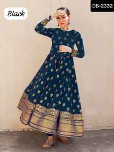 Diseñador Anarkali Style Rayon Long Kurtis Ropa informal étnica india para festivales con estampado de lámina para ropa informal y de festival - Product Image 3