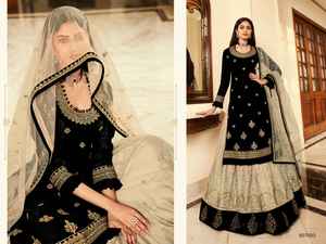Nouvel arrivage moderne Style Lehenga Georgette lourde & Multi broderie travail & pierre travail Salwar Kameez femmes mode grossiste - Product Image 5