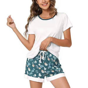 Slim Fit Short Sleeves Crew Neck Women Set Customized Color T-Shirts and Shorts Women Set - Product Image 1