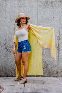 Hermoso Kimono de Verano para Mujer, Corte Regular, Estilo Bikini, Cuello en V Profundo, Tie Dye, RAYÓN Ecológico y Transpirable, a la Moda - Product Image 3