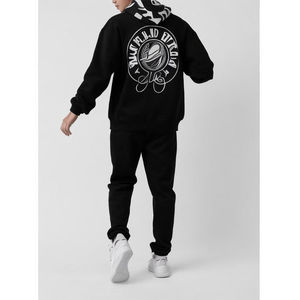 Ensemble de survêtement pour homme avec pantalon de jogging surdimensionné en tissu épais imprimé à l'écran, logo personnalisé, style streetwear d'hiver - Product Image 1