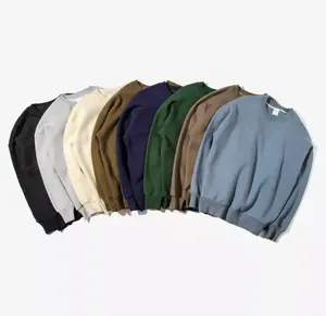 Sweat à capuche en coton épais pour hommes, sweat-shirt à col rond surdimensionné avec logo de broderie personnalisé, impression numérique d'hiver à motif solide - Product Image 6