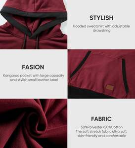 Sweat à capuche polaire hommes 300 GSM pull uni personnalisé imprimé Logo sweat à capuche poche kangourou décontracté tenue quotidienne sweat à capuche de sport - Product Image 5