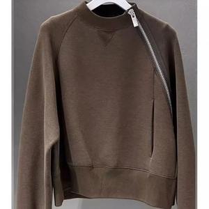 Nouveaux sweats anti-rides élégants Premium tendance chemises à glissière décontractées 100% coton sweats à capuche respirants pour femme - Product Image 1