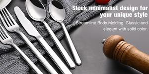 Ensemble de couverts de luxe en acier inoxydable couverts modernes pour la maison, le restaurant et le mariage. - Product Image 2
