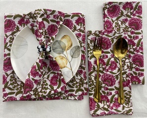 Bloc Imprimer Dîner Serviettes 18 pouces Main Bloc Imprimé Coton Serviettes De Table Hôtesse Pendaison De Crémaillère Cadeau Printemps Été Multi Saison - Product Image 3