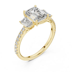 Anillo de Oro Rosa de 14K con Diamante Cultivado en Laboratorio con Corte Esmeralda para Mujer |   Joyería de Compromiso |   2.54 Ct Certificado IGI de Lujo - Product Image 4