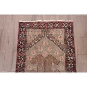 2x3.3 ft Rug, Vintage Turkish Rug, <b>Brown</b> <b>Wool</b> Rug - Product Image 4