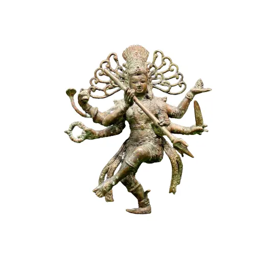 Comprar figurita de latón antiguo, escultura religiosa hecha de Metal, budismo con 2 colores múltiples para decoración del hogar