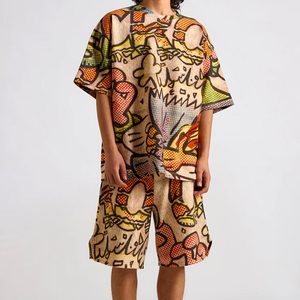 Venta caliente hombres sublimación impresa camisetas con pantalones cortos conjunto sublimación personalizada al por mayor 100% algodón verano hombres Twin Set - Product Image 5