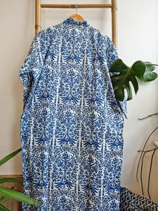 เสื้อคลุมยาวถึงพื้นลายดอกไม้ผ้าฝ้ายแท้พิมพ์ลายมือสำหรับคุณแม่ตั้งครรภ์สำหรับเทศกาลคริสต์มาสฤดูใบไม้ร่วงฤดูหนาว - Product Image 5