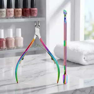 Professional Stainless Steel Nail Clippers Rainbow Finish Wide Jaw Opening 12.5mm Blade Tip Durable for Finger Toe Nails Nails - Product Image 1