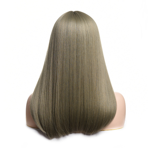 Peluca de cola de caballo Natural con flequillo para mujer, pelo largo de 22 pulgadas con encaje Bob, color verde oscuro - Product Image 4