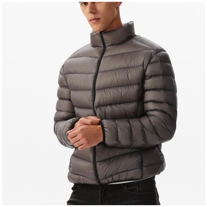 Veste d'hiver matelassée à col montant en toile tendance pour hommes, style streetwear, avec logo personnalisé, haute qualité, nouveau design - Product Image 2