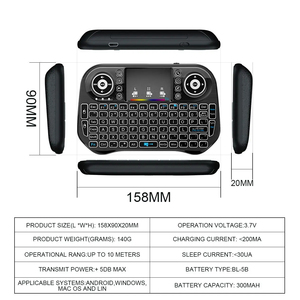 Bàn phím không dây <span class=keywords><strong>mini</strong></span> với đèn nền 7 Màu, Bàn Di Chuột, Chuột không khí 2.4G, có thể sạc lại cho máy tính - Product Image 6