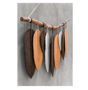 Nouveau créatif tissé à la main coton corde feuille macramé tenture murale en marron Orange blanc couleur parfaite pour la décoration intérieure élégante - Product Image 1