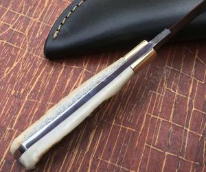 มีดสกินเนอร์ด้ามจับปลอกหนังทำด้วยมือทำจากเหล็กดามัสกัส - Product Image 6