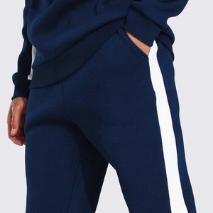 Conjunto de chándal de cuello redondo de bloque de Color de alta calidad para hombre, ropa de calle de invierno transpirable, chándal con capucha, cierre de cordón 2 1 - Product Image 4