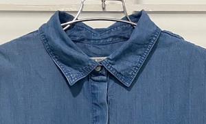 Chemise en satin 100% coton de qualité supérieure pour homme Denim aspect délavé manches longues teint uni respirant anti-rides anti-boulochage - Product Image 3