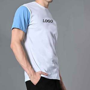เสื้อยืดโลโก้แบบกำหนดเองสำหรับทุกเพศเสื้อยืดทรงสลิมฟิตแบบมีแขนตัด2สียาวสั้นพิมพ์ลายด้วยตัวเอง - Product Image 4