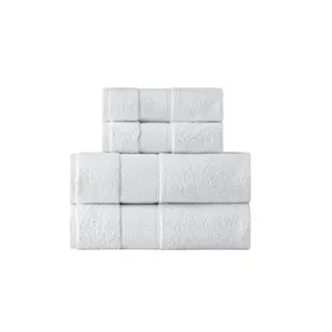 Wholesale ROMA Luxury Cotton Bath Towel Sets Custom Made with Embroidery and Logo Absorbent White Home Set from Turkey