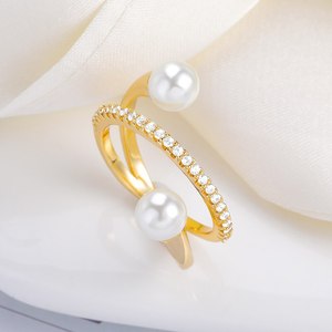 925 argent Sterling conception Unique perle Moissanite pierre anneau romantique anniversaire mariage bague de fiançailles pour les femmes en gros - Product Image 1