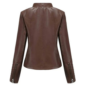 Chaquetas de Cuero para Mujer con Cuello Alto, Ropa de Invierno, Chaquetas de Cuero para Mujer a la Moda, Venta al por Mayor - Product Image 3