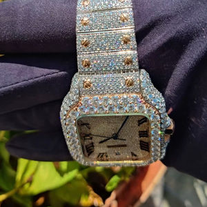 High Quality Unisex 30 Carat Moissanite Diamond Studded Hip Hop <b>Watch</b> Latest Arrival Glass VVS Jewelry for Men Women Low Price - Product Image 1