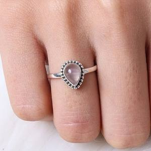 925 Sterling Silver Handmade <b>Rose</b> <b>Quartz</b> Cabochon <b>Ring</b> Classic Statement Jewelry for Women for Party - Product Image 4